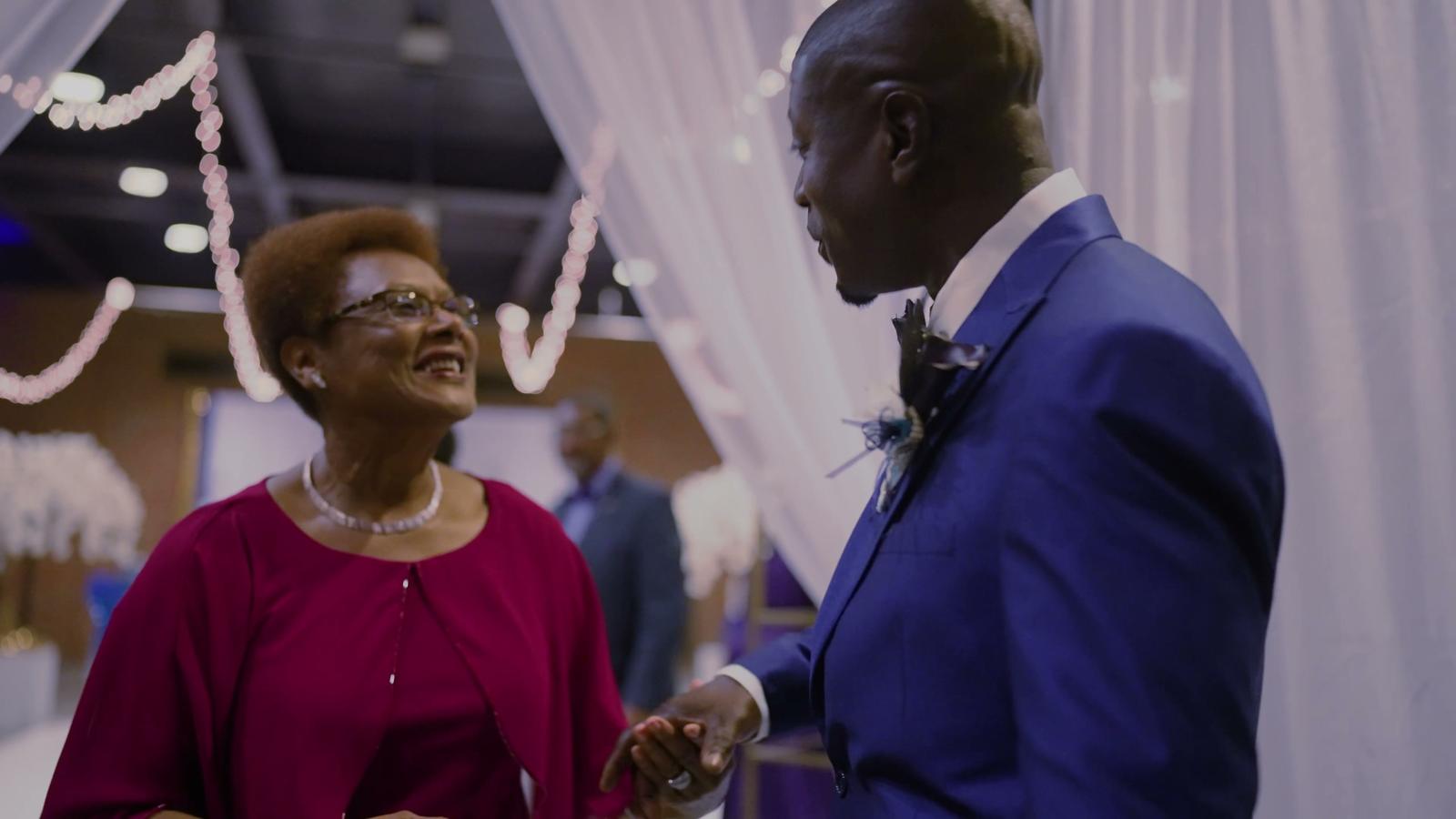 Guests dancing at a wedding reception